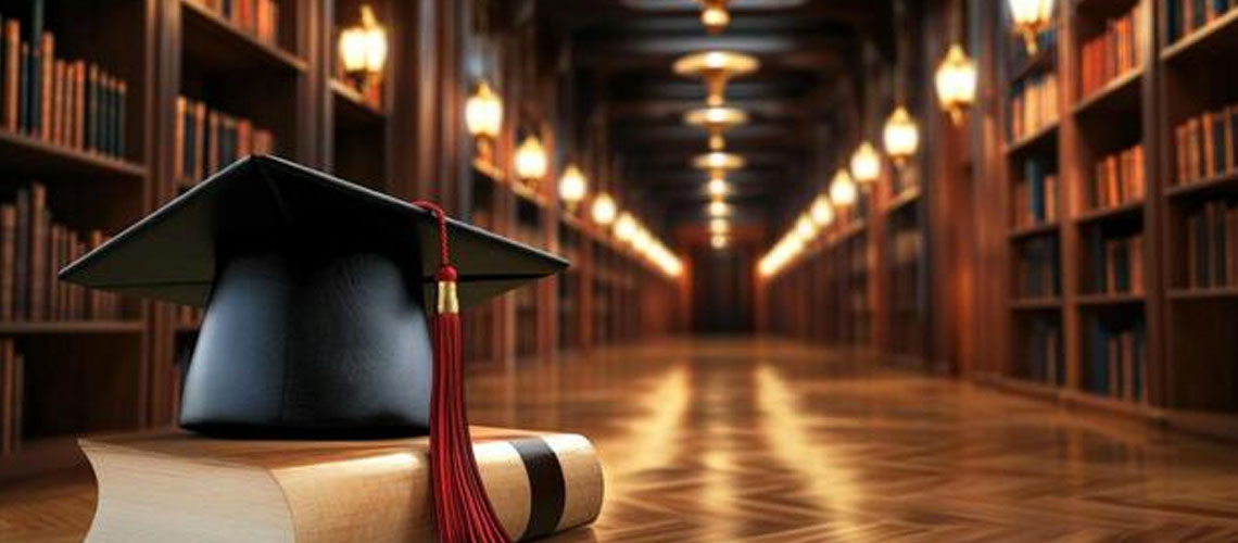 graduation cap on book